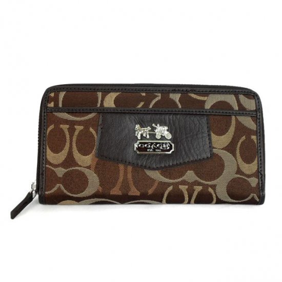 Coach Logo Signature Large Coffee Wallets EEO
